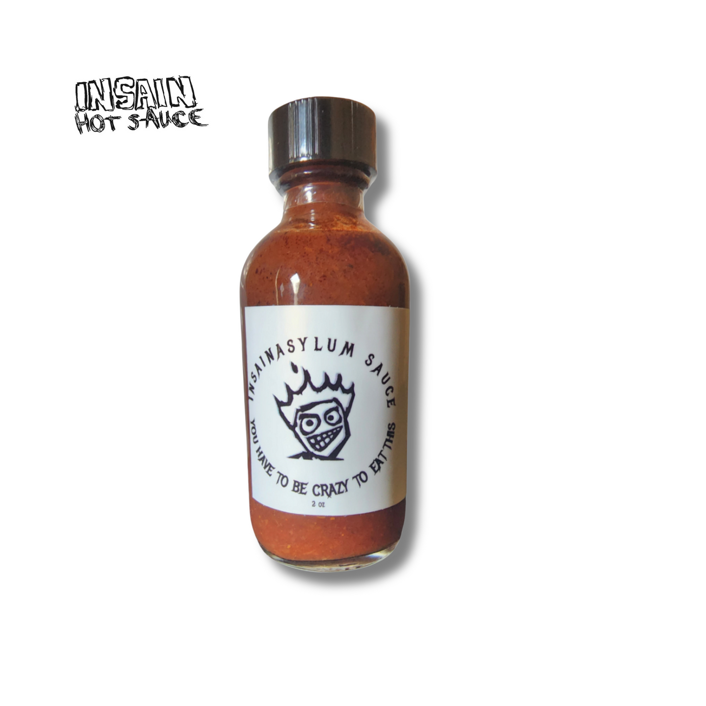 Insainasylum 6 Hot Sauce bottle - extreme heat spicy sauce with world's spiciest peppers