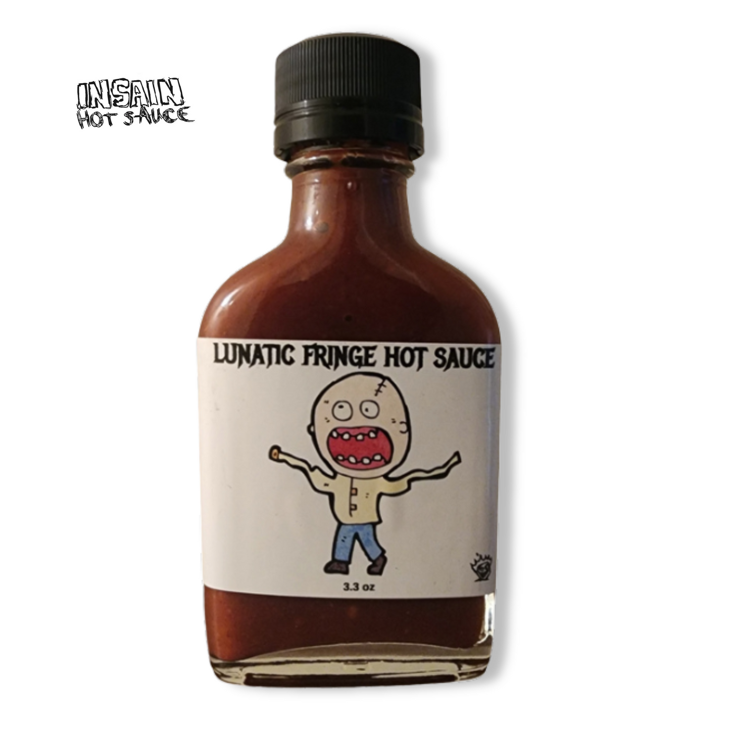 Lunatic Fringe Hot Sauce bottle - extreme heat spicy sauce with fiery peppers
