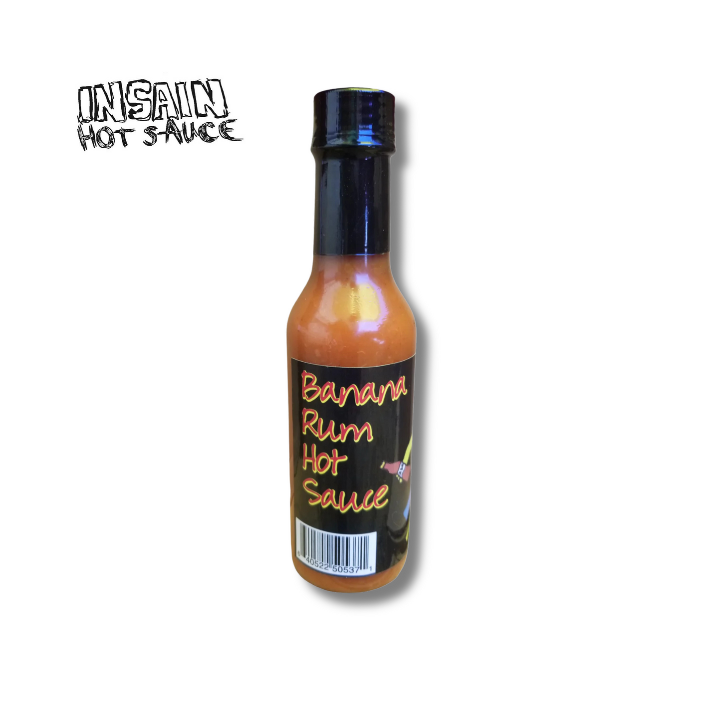 Banana Rum Hot Sauce bottle - tropical Caribbean heat with sweet and spicy flavor