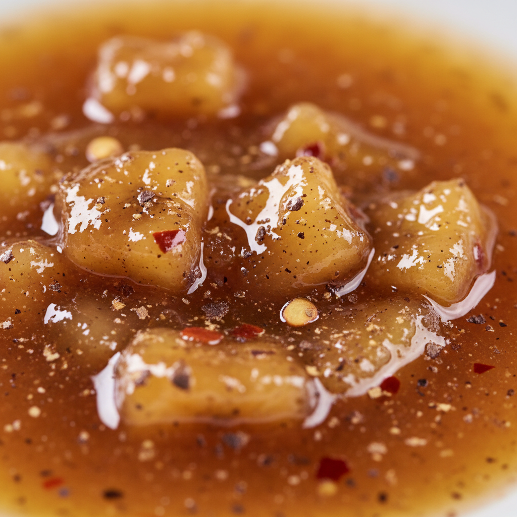Close-up of Banana Rum hot sauce texture