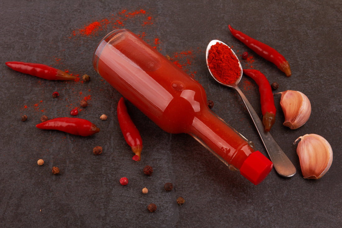 Hot sauce bottles stored properly