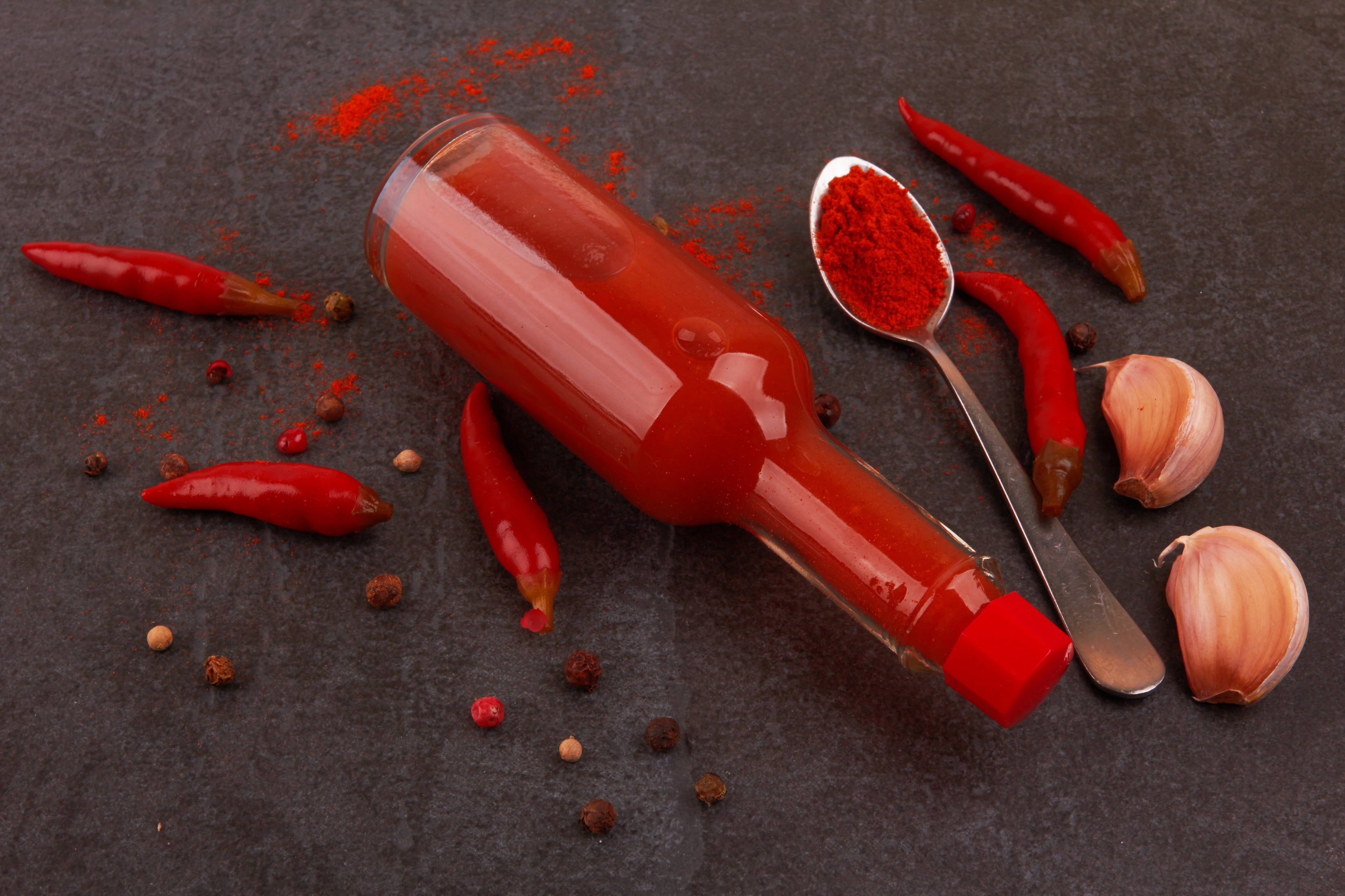 Hot sauce bottles stored properly
