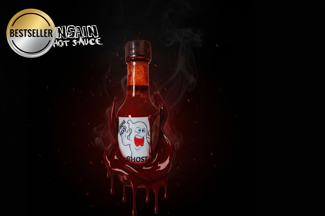 Insain Hot Sauce Ghost Blood 1.6 oz Bhut Jolokia ghost pepper extreme hot sauce bottle