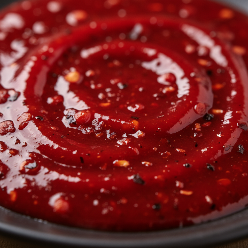 Close-up of Trinidad Scorpion hot sauce texture