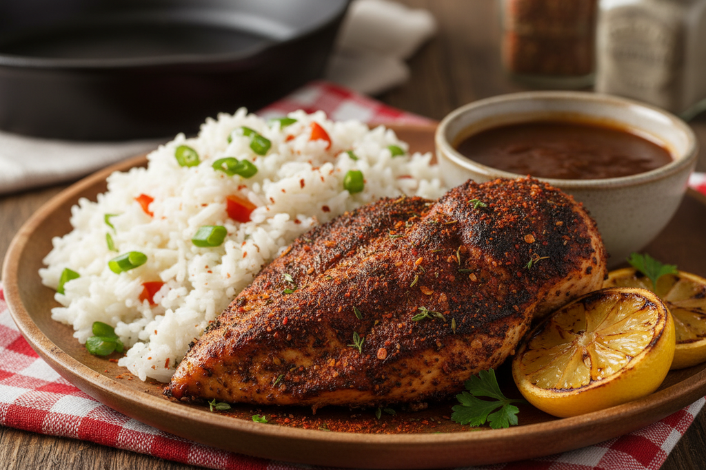 Cajun Seasoning on blackened chicken