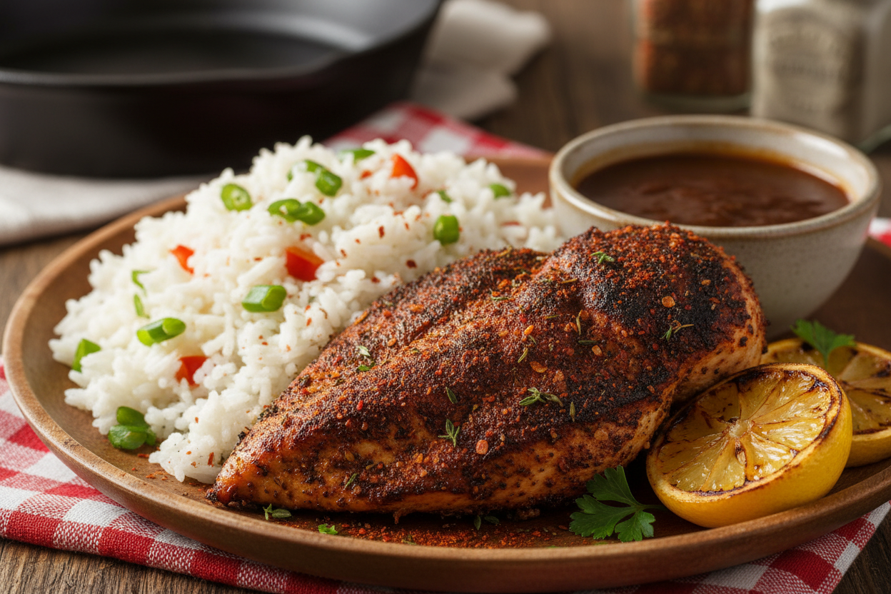 Cajun Seasoning on blackened chicken