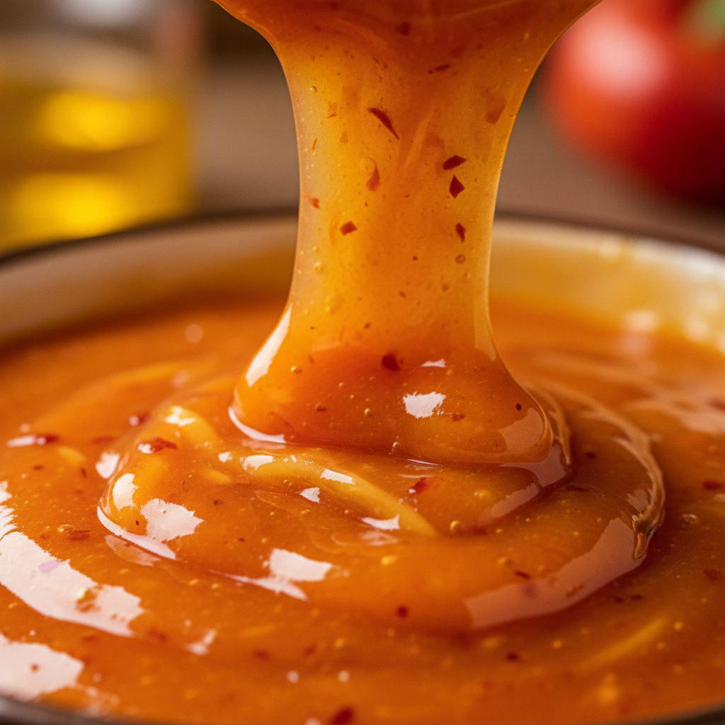 Close-up of Mango Habanero Wing sauce texture